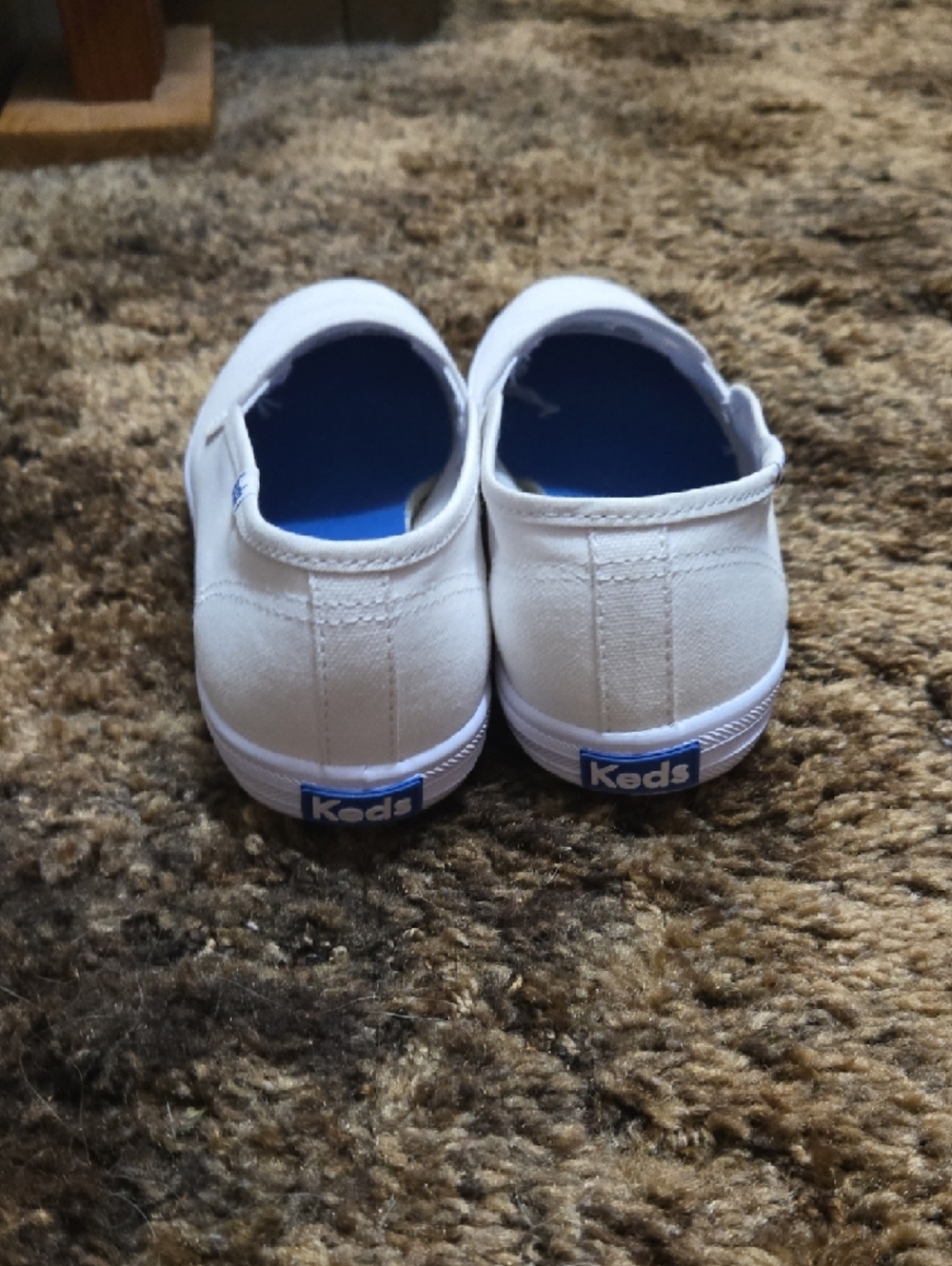 Keds White Canvas Slip-On Shoes with Blue Insole - Picture 3 of 5